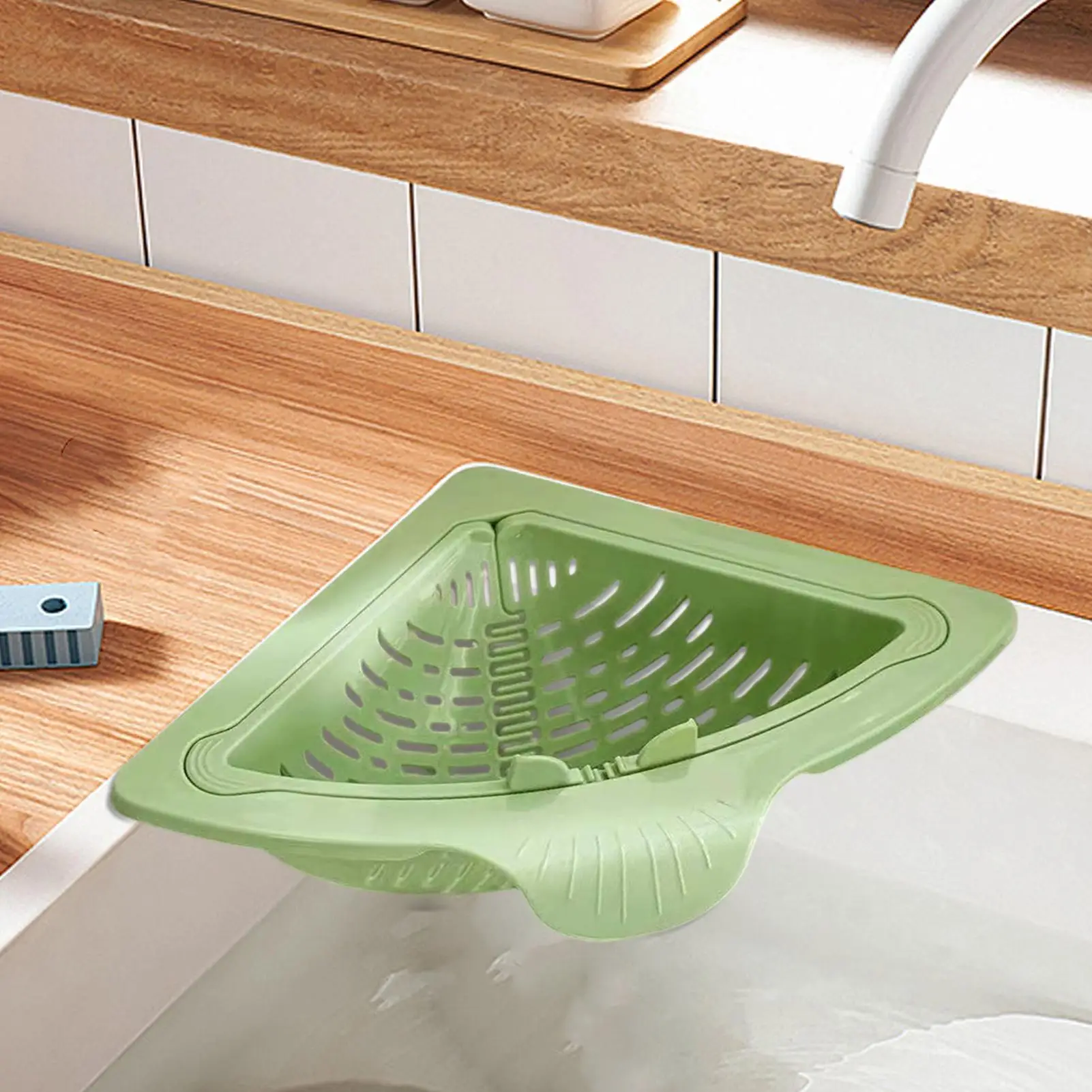 Magnetic drain strainer basket Kitchen Sink Drain Strainer Anti-Clog Sponge Holder triangular food scrap collector