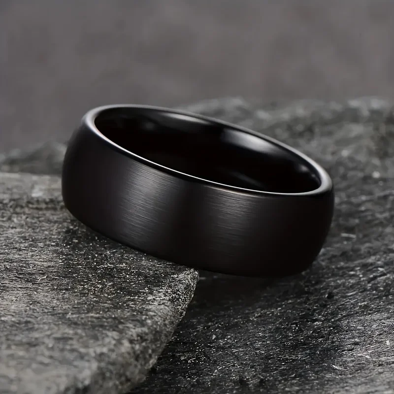 Men Stainless Steel Rings Black Solid Simple Vintage Rings for Men Wedding Bands Christmas Party Jewelry