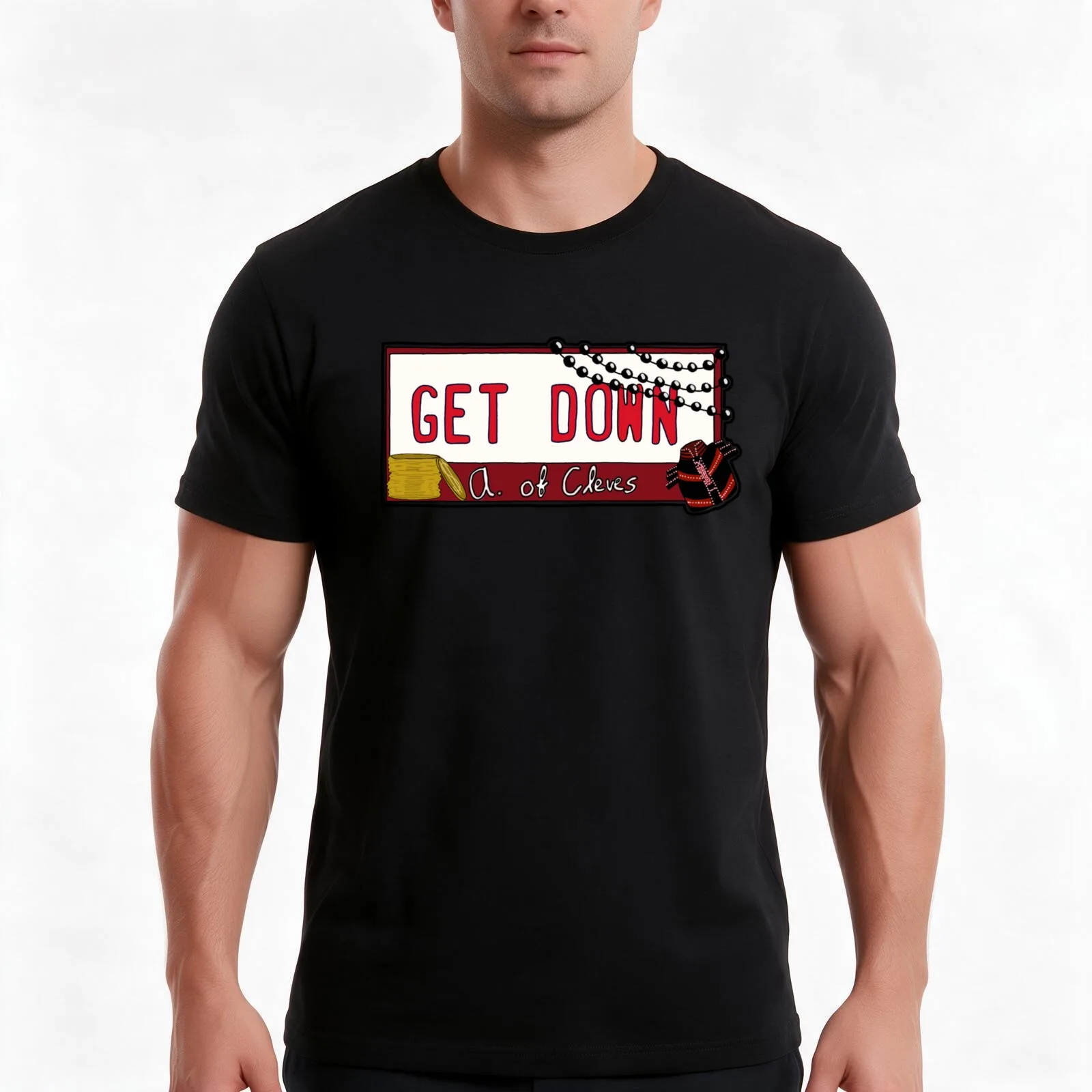 Anna of Cleves Get Down License Plate T-Shirt, Summer Casual Cotton Tee, Oversized Streetwear Tops, Vintage Graphic Print