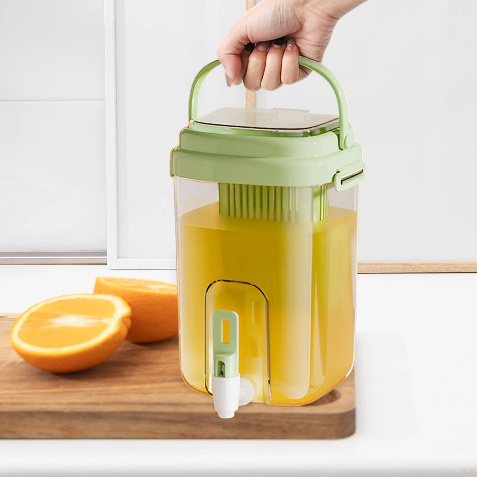 

Large Capacity Cold Water Kettle Plastic Beverage Dispenser Convenient Faucet Refrigerator Water Jug Dispenser Party Drink