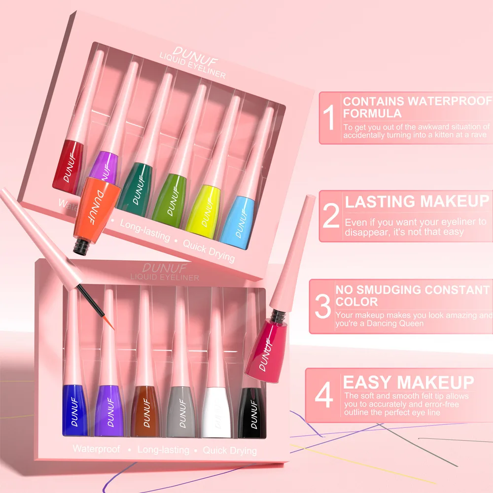6 Colors Gift Set Smudge Resistant Dazzling Eyeliner Waterproof and Makeup Holding