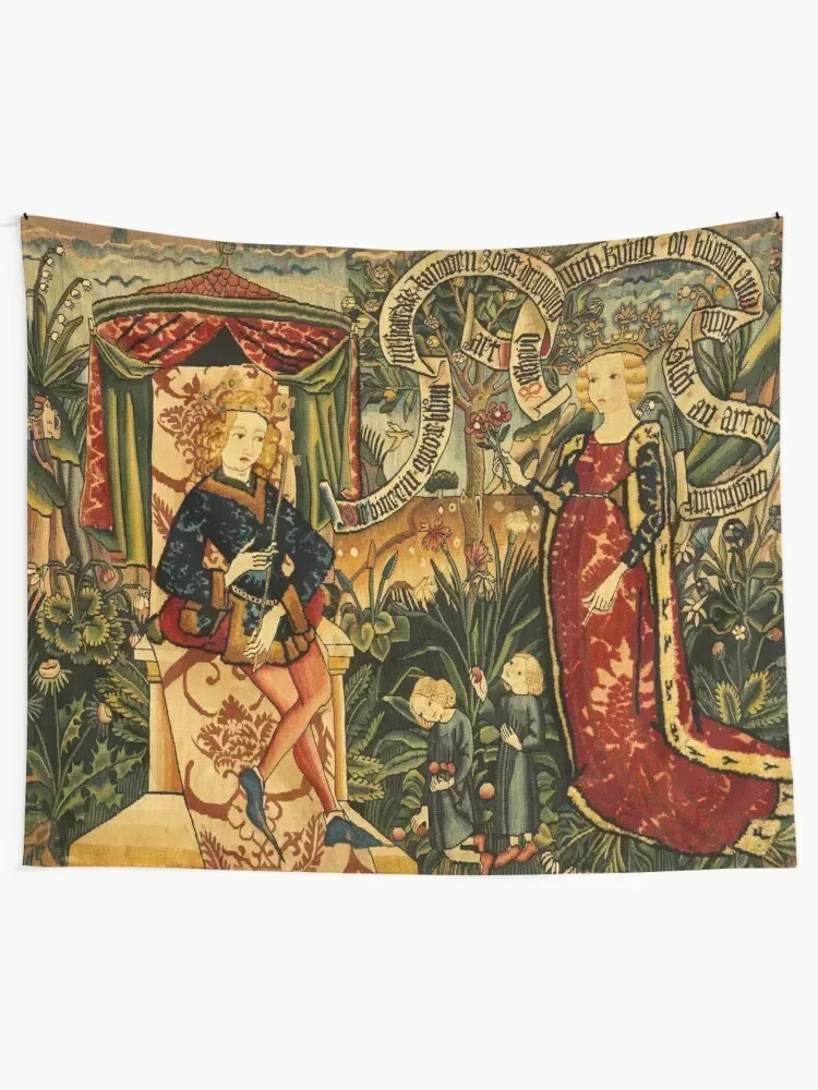 Two Riddles of the Queen of Sheba, Medieval Tapestry Carpet Wall Room Aesthetic Decor Tapestry