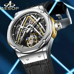 AESOP Flying Tourbillon Watch for Men Skeleton Automatic Tourbillon Movement Mechanical Wrist Watches Mens Fashion Sapphire New