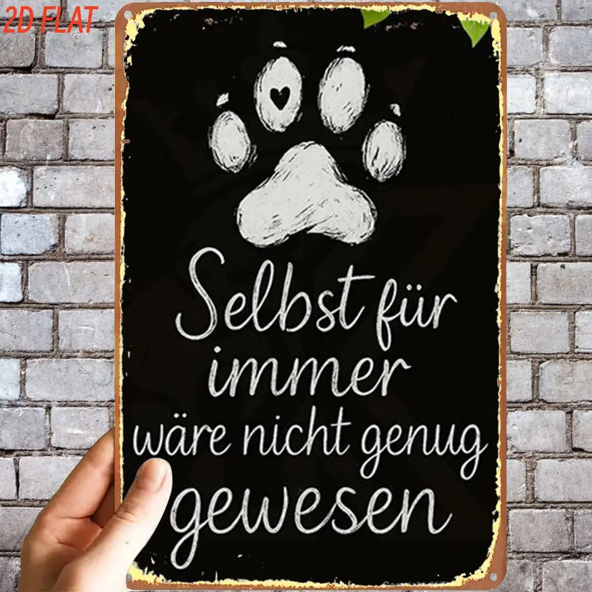 2D Flat, 1pc, Retro Chalkboard Paw Print Sign Metal Iron Sign, Pre-Drilled Holes, Suitable for Indoor, Garden, Outdoor, Home, Of