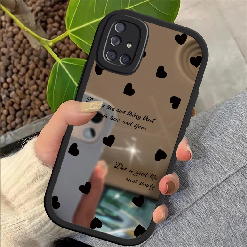 Mirror Silicone Case For Samsung Galaxy A05 A05S A10S A20S A21S A30 A30S A70 A11 A31 A51 A71 A03 A03S A04 A04E Love Heart Cover