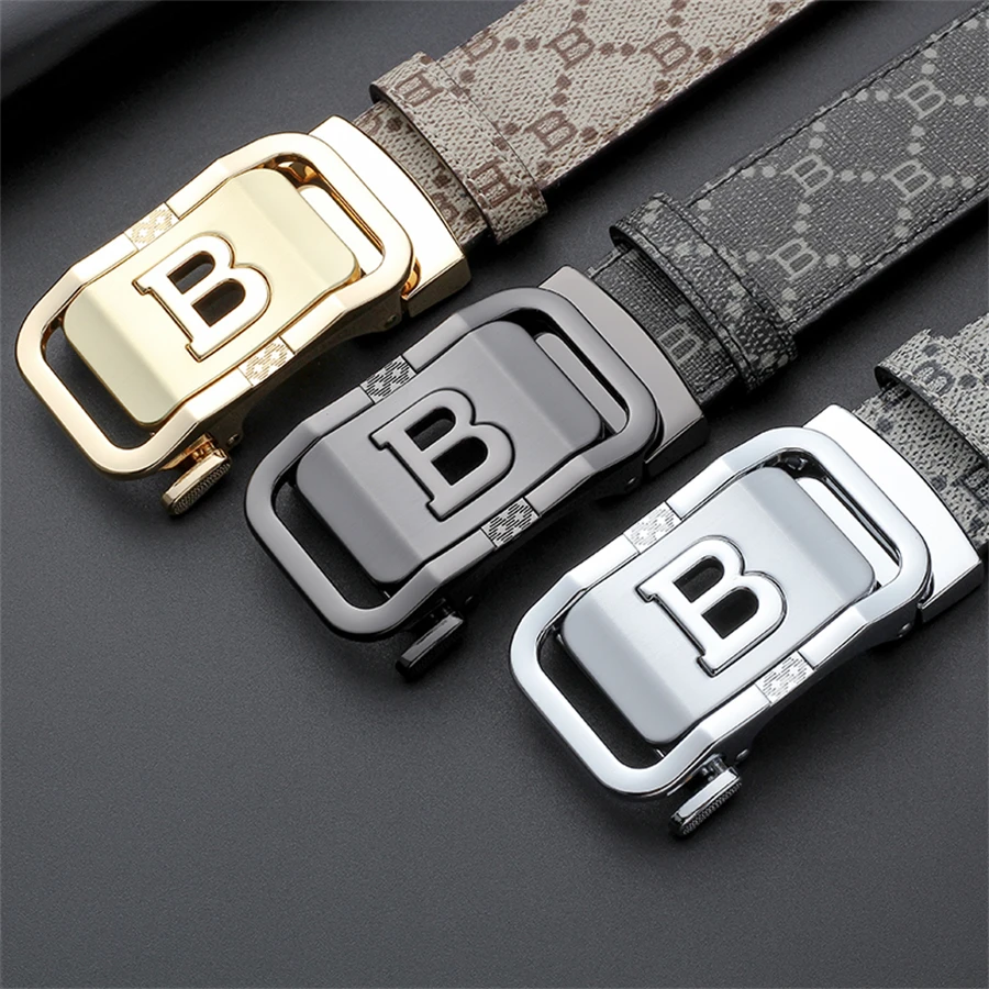 

Business Men's Suit Belt Genuine Luxury Brand Belt Automatic Buckle Cowhide Belt Matching Casual Pants Jeans, Width 3.5CM