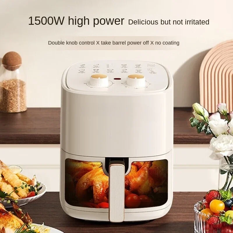 Air Fryer 5L Household Timed Temperature Control Oil Smoke Free Visual Electric Fryer Does Not Touch Low-fat Chips 220V