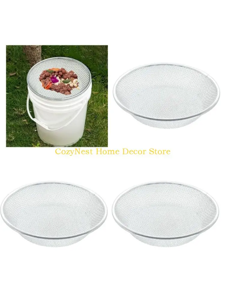 

92MF Gardening Soil Sifter Screener 3 Piece Stainless Steel Compost Sieve For Soil Sand And Dirt Sifting