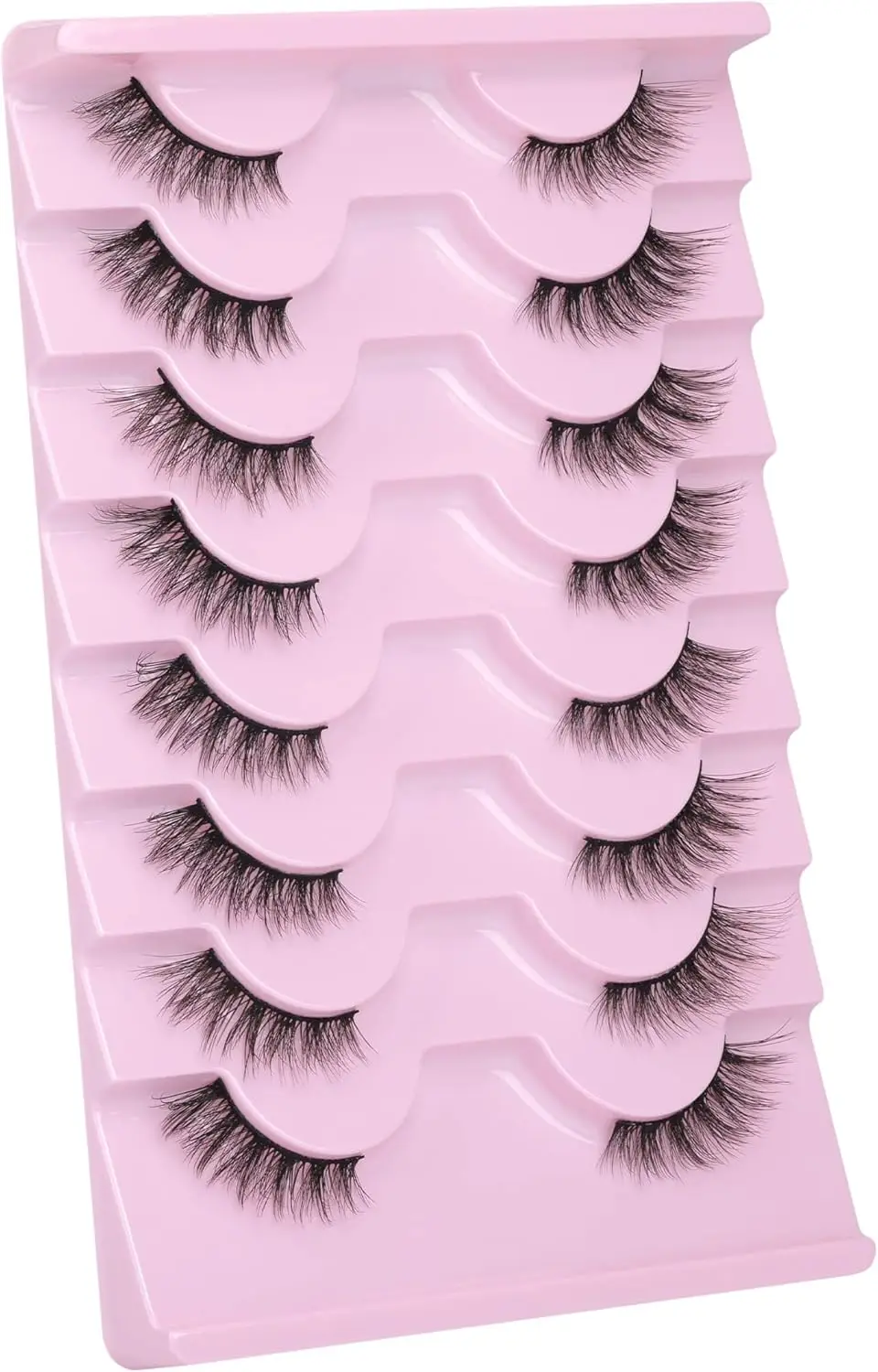 نصف رموش ذات مظهر طبيعي رموش عين القطة رموش متعددة الطبقات Wispy رقيق ثلاثية الأبعاد رموش صناعية مجعدة حزمة من Mavphnee