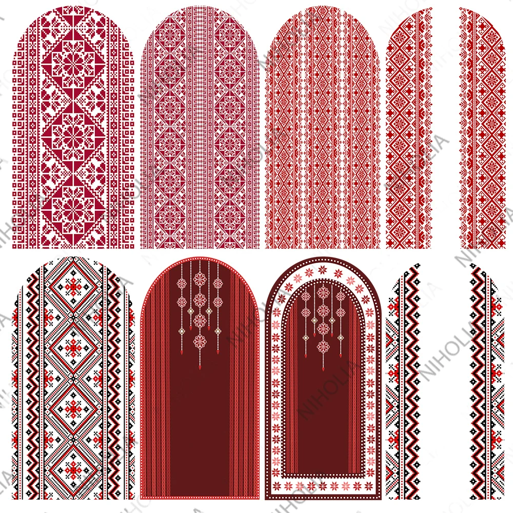 Niholia Palestinian Embroidery Arch Photo Backdrop Kids Birthday Party Background Baby Shower Doubleside Fabric Photo Booth Prop