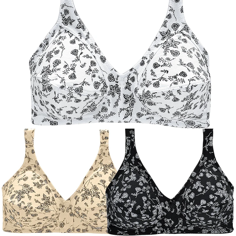 Plus Size Bra Cotton For WOMEN Wireless Brassiere Comfortable Underwear Middle-aged Mom Non Padded Lingerie