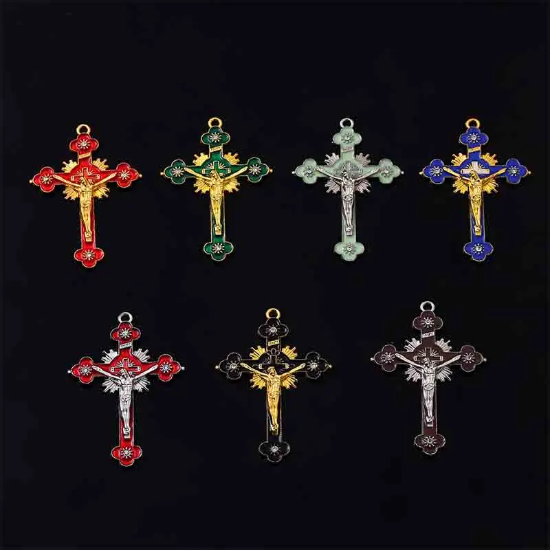 

20 Pieces/Golden Cross Charm DIY Jewelry Accessories Jesus Christ Zinc Alloy Material Wholesale Pendant Necklace Craft