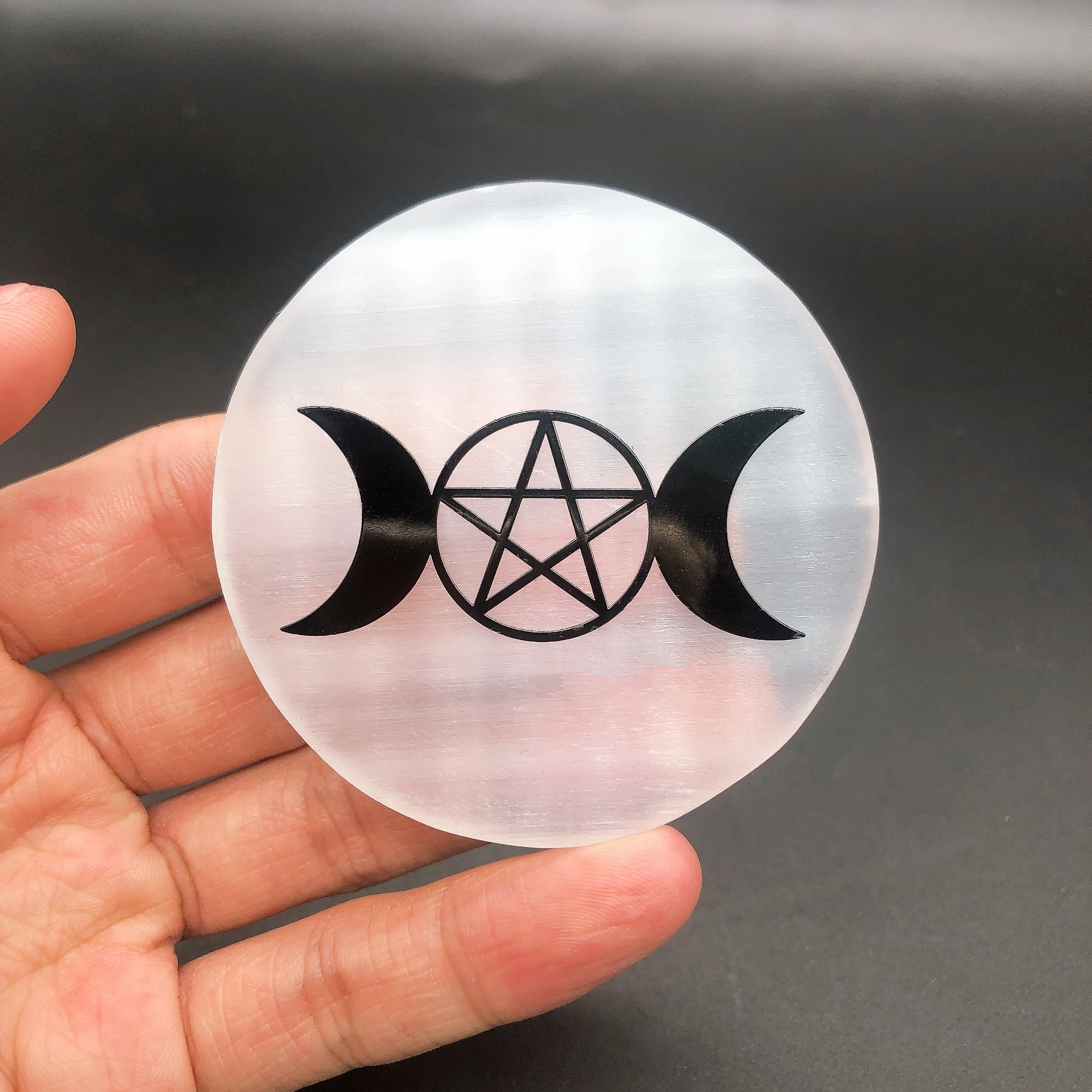 60mm Natural Selenite Slice Slab Crystal Stone White Gypsum Chakra Tree of Life Charging Plate For Yoga Cleaning Meditation