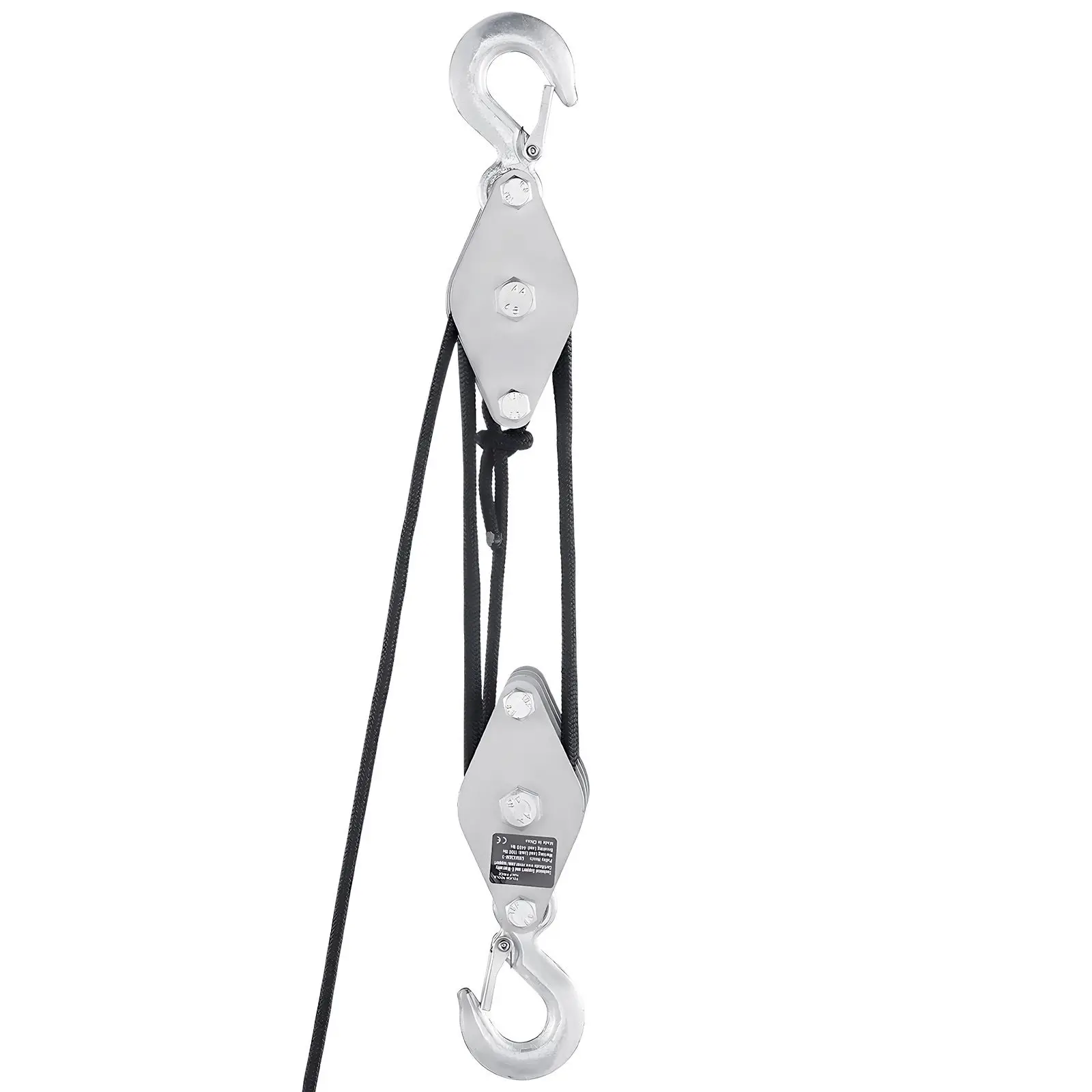 4400 lbs Breaking Strength 100 FT Rope Pulley Hoist, 5:1 Lifting Power Heavy Duty Pulley System with 2pcs Soft Loops, Metal Wheels Bearing Structure, Block and Tackle for Lifting Heavy Objects