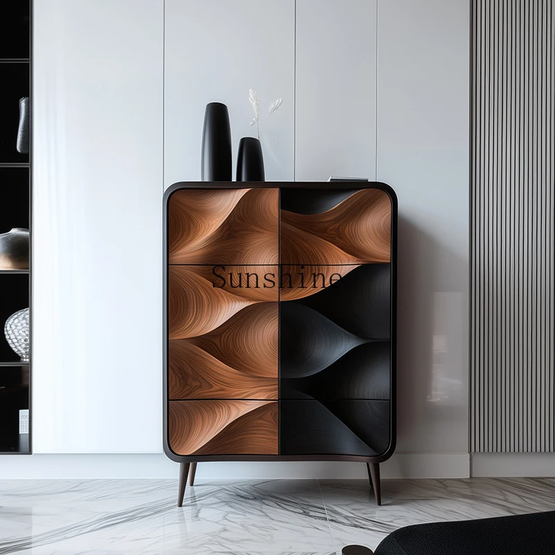 

Italian walnut storage locker, high-end living room entrance against the wall solid wood side cabinet