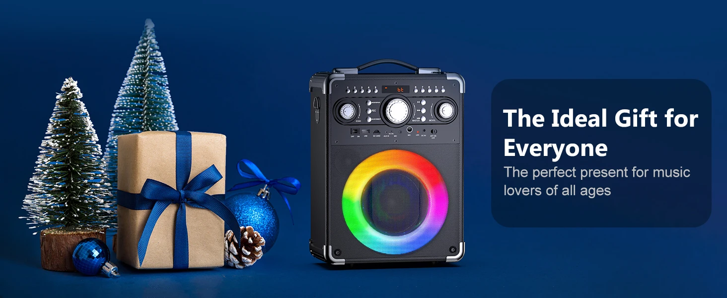 S8-T Karaoke-Maschine mit 3 kabellosen Mikrofonen für Erwachsene, Singing Machine unterstützt TWS/USB/TF-Karte/Gitarre/TV verbunden – Detail 9