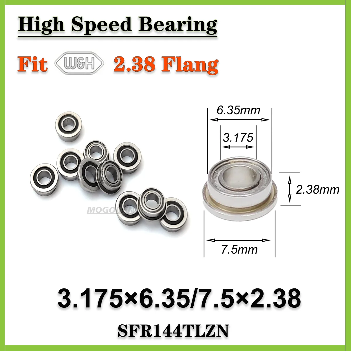 

Dental Bearings WH 3.175x6.35/7.5x2.38 Dental Bearing Ceramic High Speed For WH Turbine Handpiece Dentistry Accessories 5/10pcs