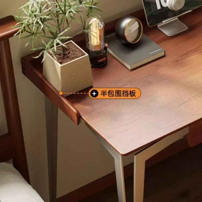 Nordic retro solid wood desk, study integrated writing desk, home computer study desk 5