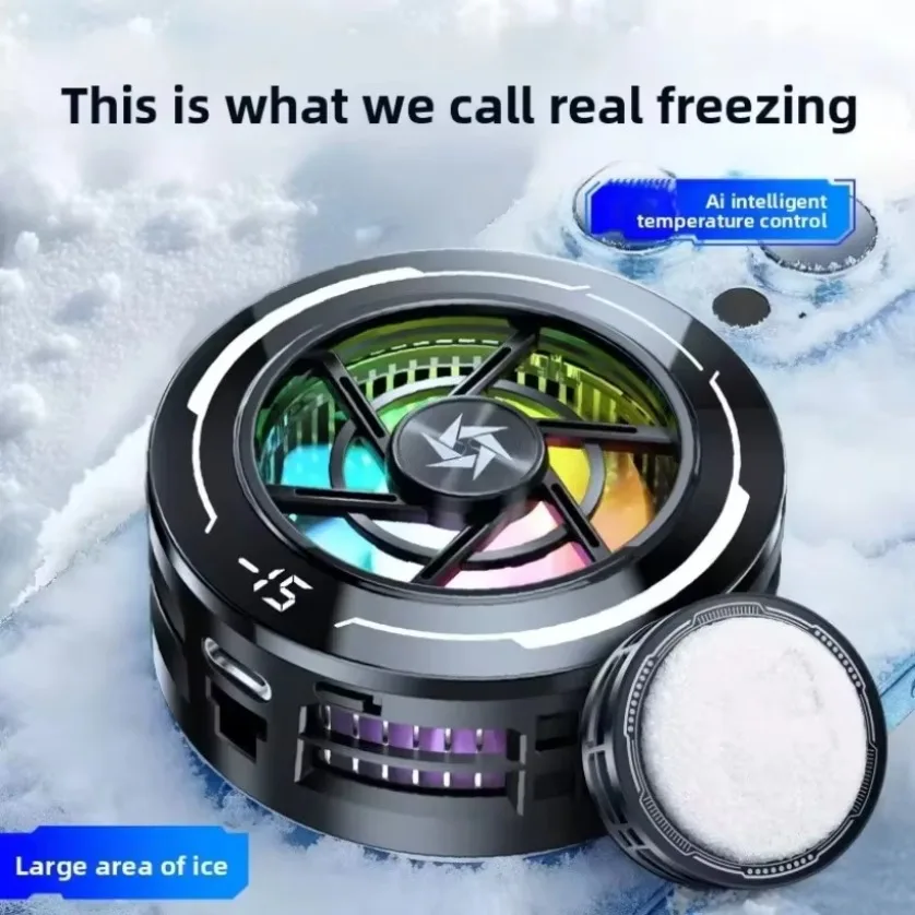 RGB Digital Display Phone Cooler Real Time Temp Monitor TEC Semiconductor Cooling Magnetic Gaming Fan for iPhone MagSafe Clip
