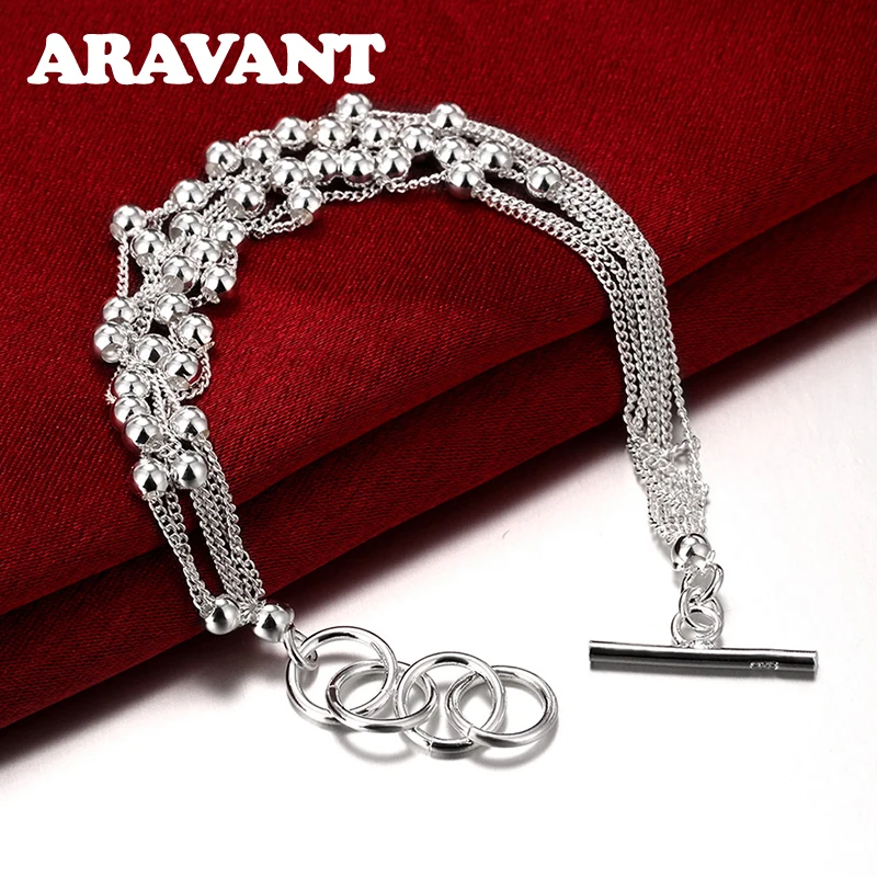 

Aravant 925 Silver Beads Chain Bracelets For Women Fashion Jewelry