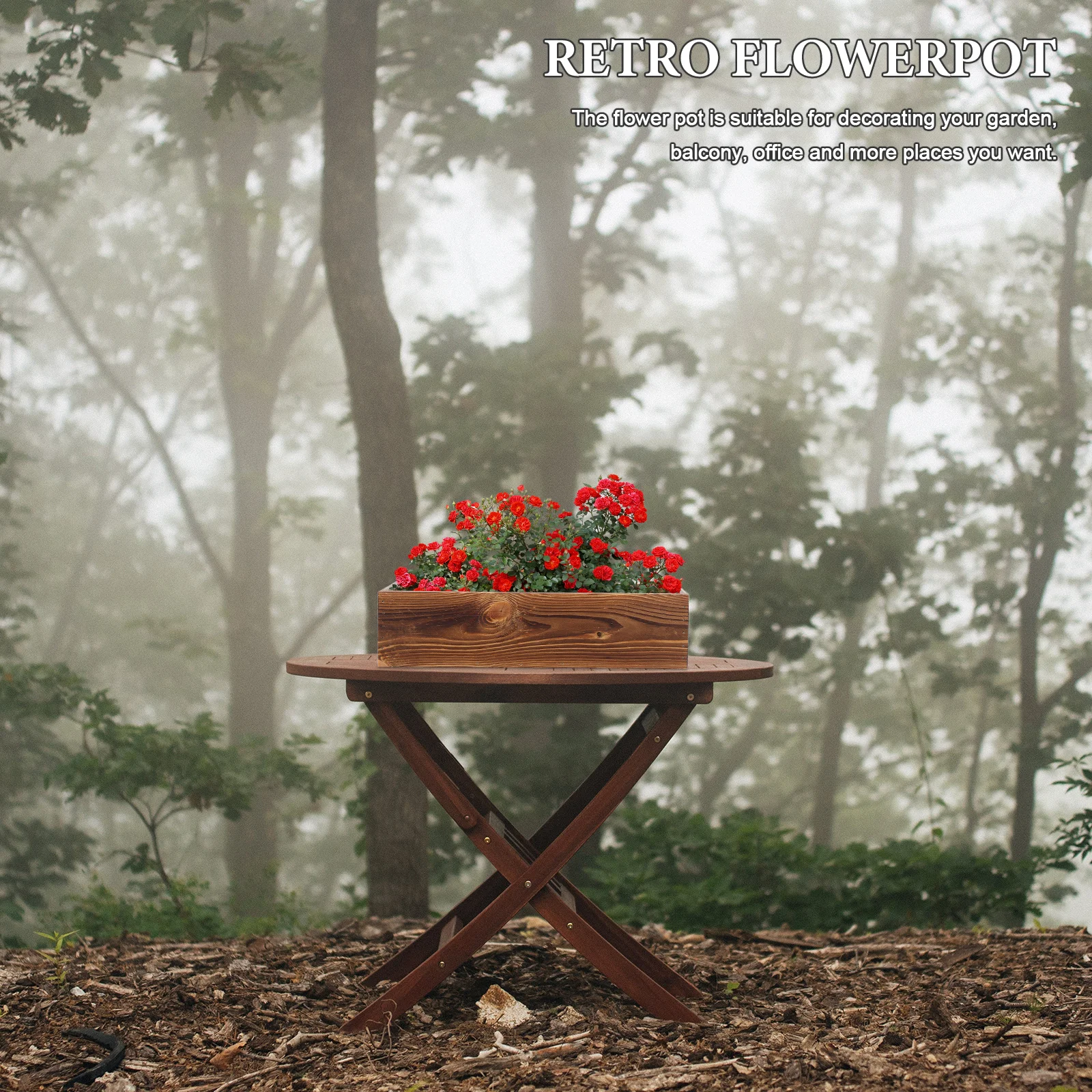 

Large Wooden Planter Box Rustic Rectangular Flower Pot For Garden Balcony Outdoor Indoor Decorative Wood Flower Container