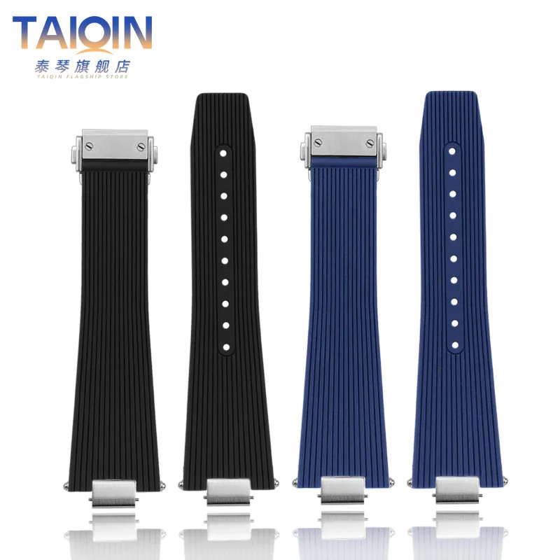 Tali jam tangan silikon 12mm lepas cepat, gelang jam tangan karet Tissot PRX T137.407 T137.410 gesper baja antikarat pria