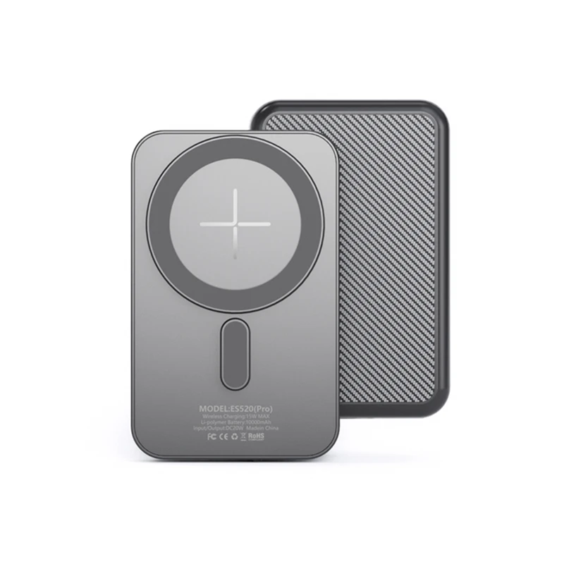 

YX-ES520.Magnetic wireless power bank, 5000mAh battery, 10W wireless output, compact and portable, suitable for mobile phone