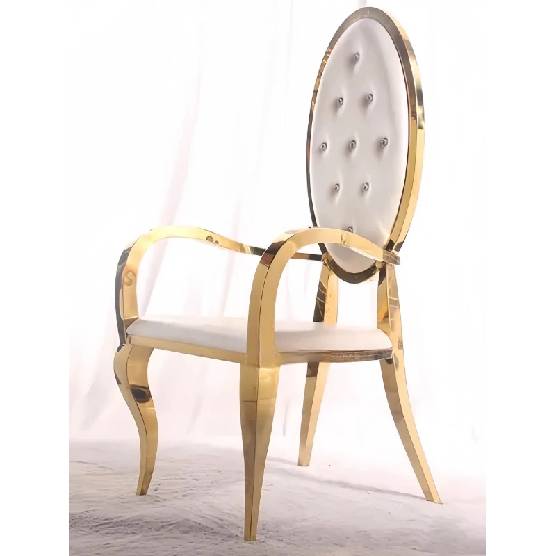 Light Luxury Gold Stainless Steel Dining Chair Modern Design Hotel Restaurant Banquet Hall Italian Home Dining Chair with Armres