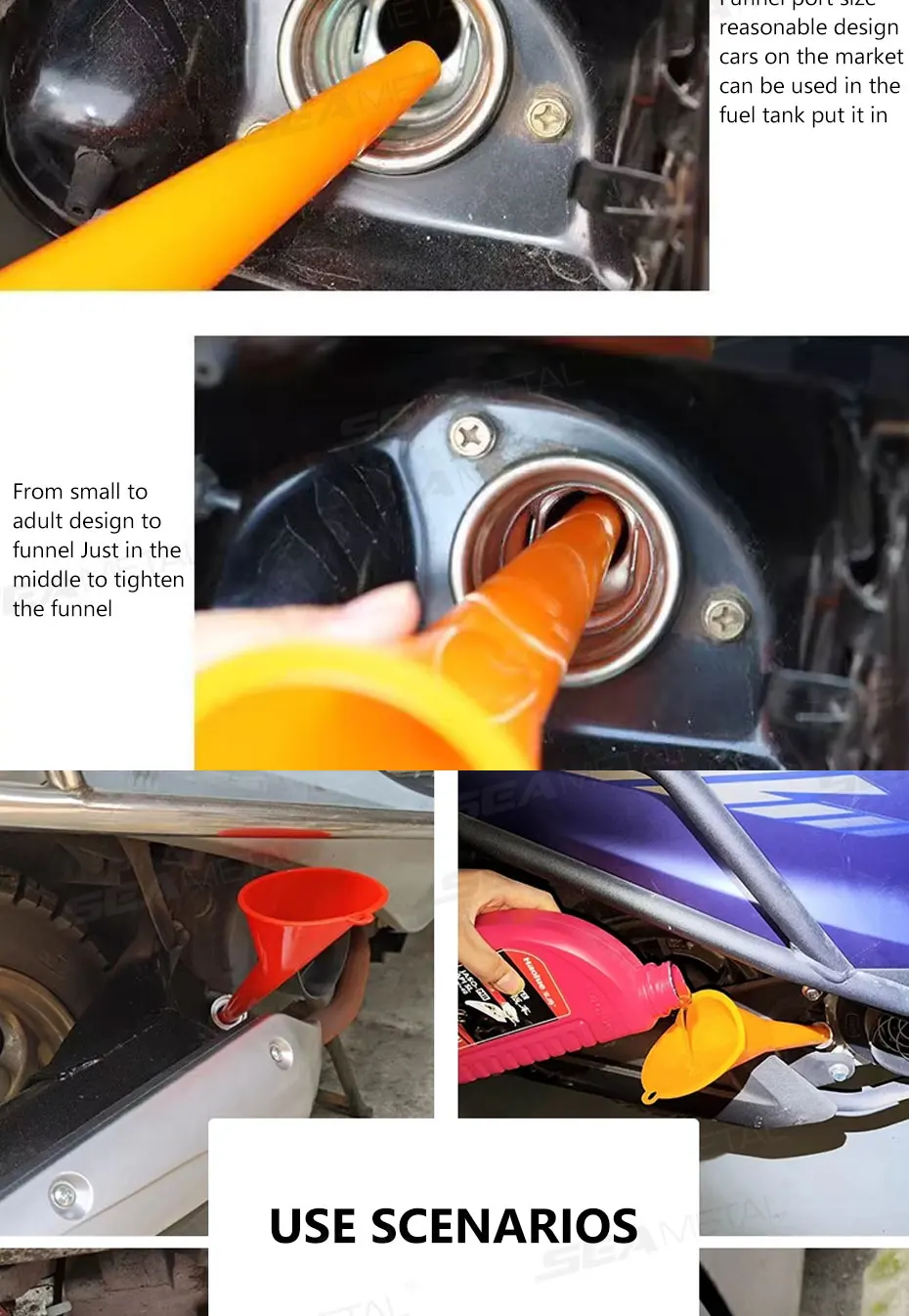 SEAMETAL Betankungstrichter Freihändiger Langmund-Motoröl-Kraftstofffilter Spezieller Kunststofftrichter für Auto und Motorrad – Detail 11