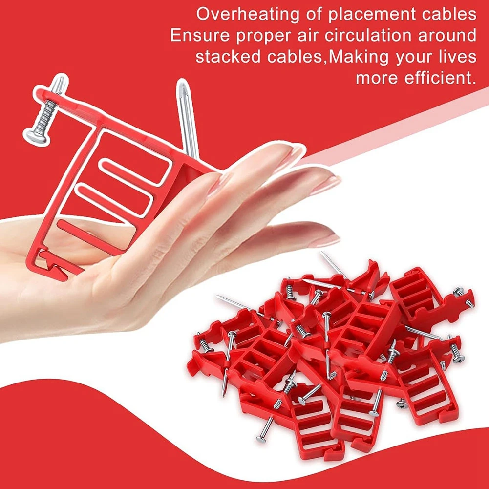 A08R~ Multi-Cable Staples With Nails 100-Pack, Cable Stackers Electrical Wire Stacker Clips For Organizing Multiple Cables
