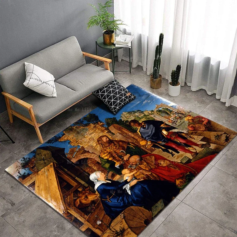 The Worship Of Wise Men Three Magi Come To Court Religious Art Soft Carpet Flannel Floor Rugs By Ho Me Lili