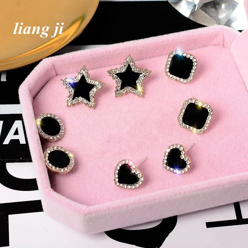 S925 silver needle square earrings female new temperament online celebrity simple star earrings jewelry wholesale