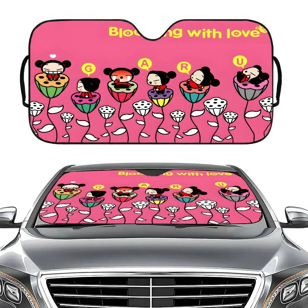 

Small Pucca Anime Car Windshield Sunshade Cover Foldable Automotive Sun Shade Visor Window Uv Reflector Cars Keep Car Cool