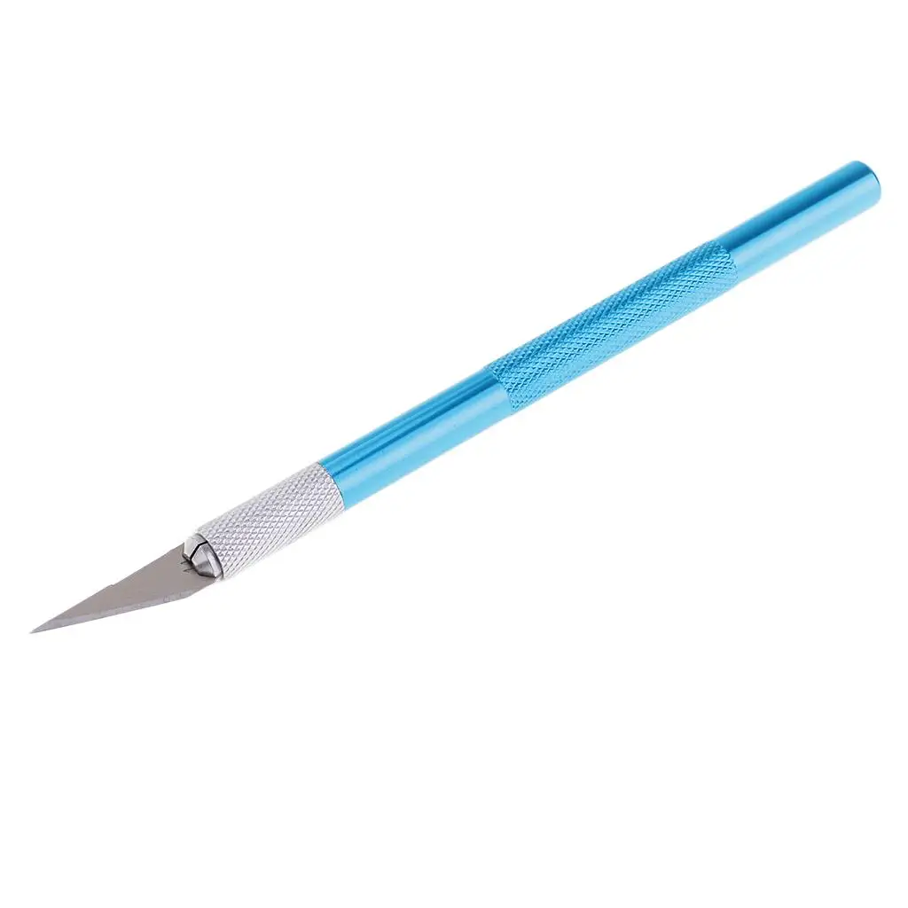 Metal Engraving Knife Blue Silver Utility Blade Removable Pen Knife for Model Trimming DIY Scrapbooking Art