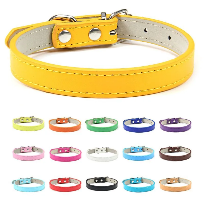 Nuovo regolabile PU colorato collari per cani da compagnia gattino collare per gatti collare per cani piccolo chihuahua accessori guinzaglio per