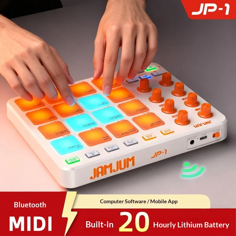 JP 1 MIDI Pad Controller 16 RGB Velocity Sensitive Pads Portable Beat Maker Finger Drumming Sampling Loop Production