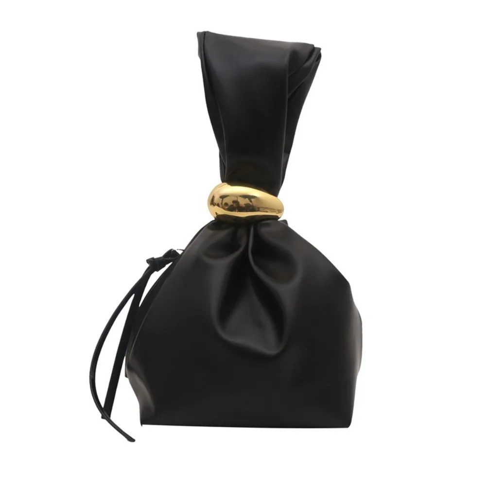 

Solid color PU Leather Clutch Bag Side Zipper Large Capacity Party Evening Bag Handbag Korean Style Pleated Bucket Bag