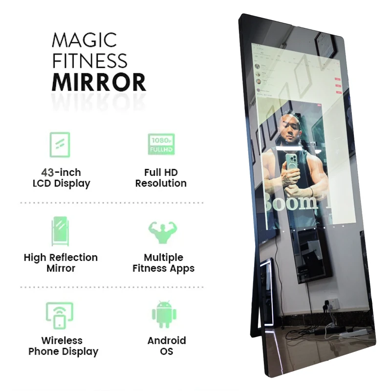 40in Home Smart Android Exercise Fitness Mirror Touch Screen Huge Interactive Gym Workout