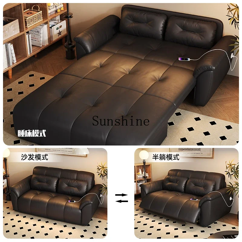 Intelligent voice electric sofa bed small apartment multi-function remote control bedroom living room dual-purpose folding  FT