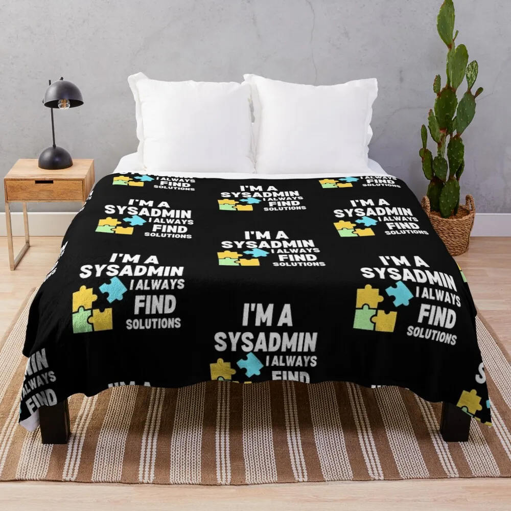 Sysadmin find solutions - sysadmin profession Throw Blanket decorative Soft Plaid Decorative Sofas Blankets