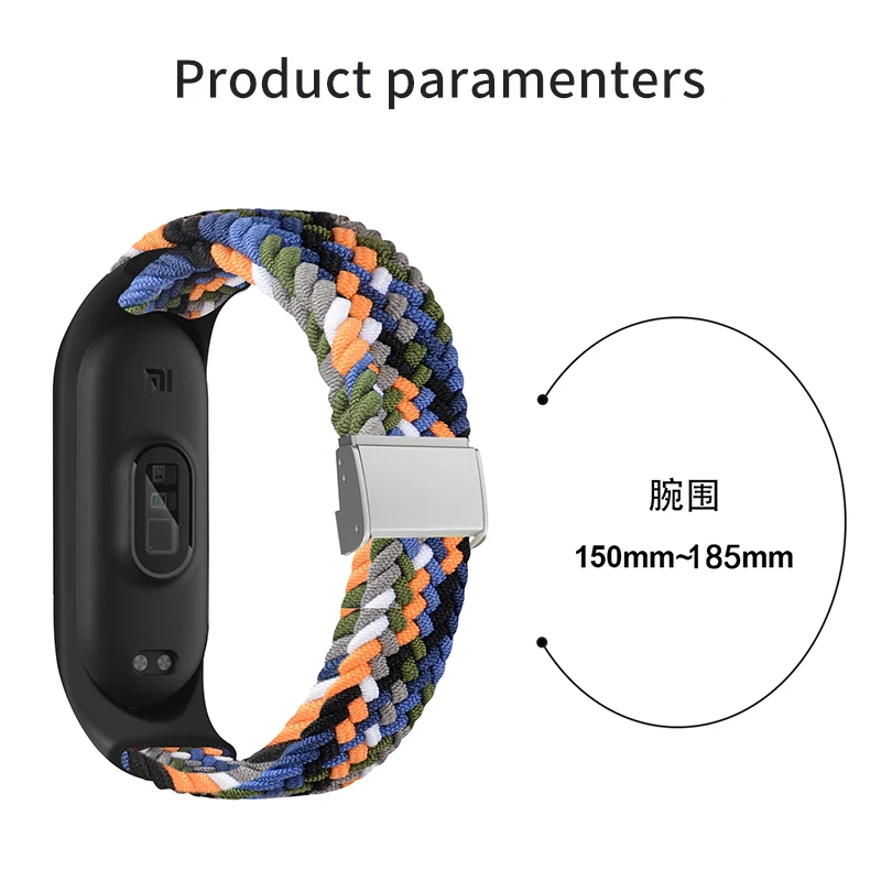 Gelang tali untuk Mi Band 6 7 5 4, gelang tali nilon kepang multiwarna olahraga tunggal gelang Loop untuk Mi band 6 7