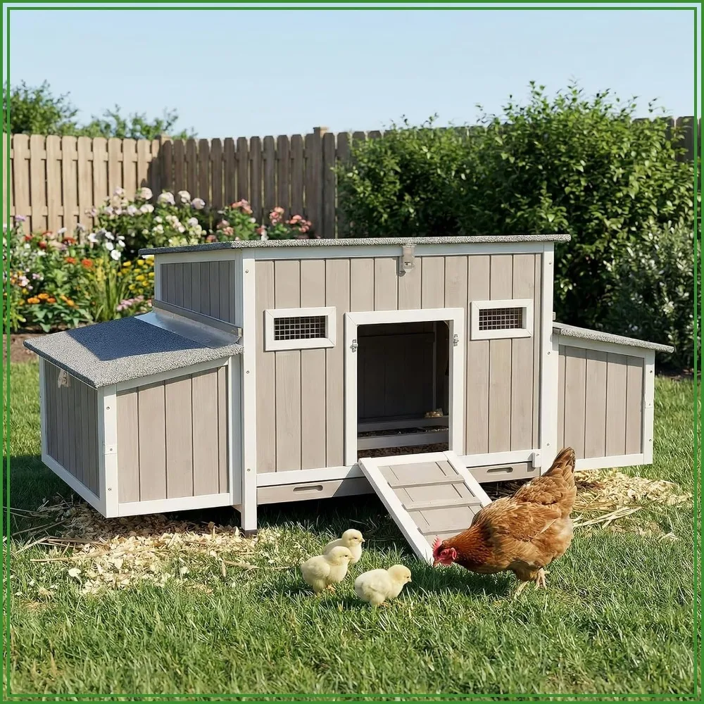Wooden Chicken Coop with Asphalt Roof for 2-4 Hens, Slide-Out Tray