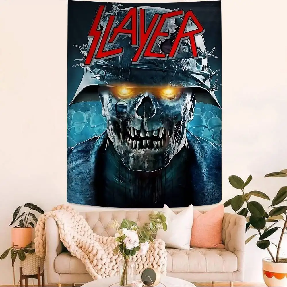 S-Slayer H-Heavy M-Metal Band Bedruckter Großer Wandteppich Günstiger Hippie-Wandbehang Böhmische Wandteppiche Mandala Heimdekoration