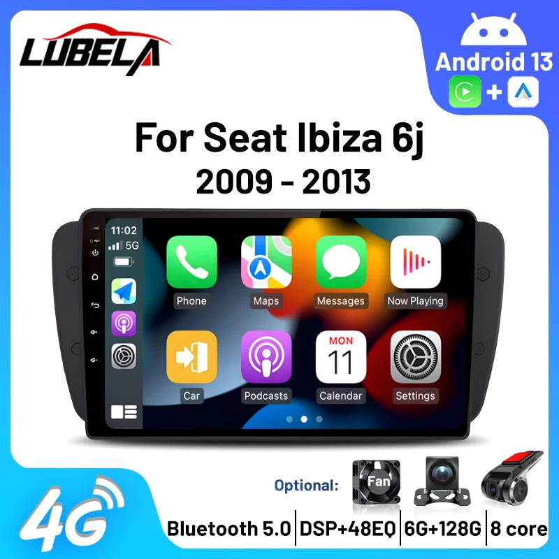 

Autoradio Multimedia Automotive 4G WIFI GPS RDS Radio For Seat Ibiza 6j 2009 2010 2012 2013 MK4 FR Carplay Android Auto Wireless