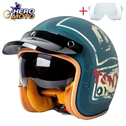 Motorcycle Vintage Helmet 3/4 Open Face Helmets Men Retro Helmet DOT Certification Casco Moto Helmet Half Face Riding Summer