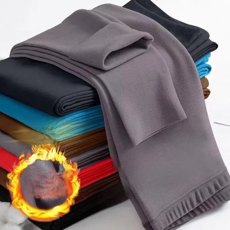 

plus Size Men's Thermal Work Trousers Thiened Fce Autumn Pants Dervo Long Pants Faion Urban Sle Cotton Polyester