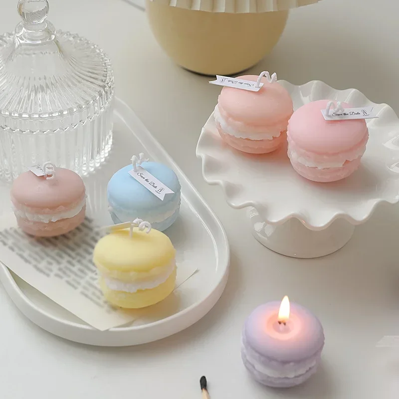 1/5/10/20Pcs Macaroon Aromatherapy Art Cute Candle Photo Prop Diy Birthday Gift Fragrance Candle Perfume Scent Creative Gift