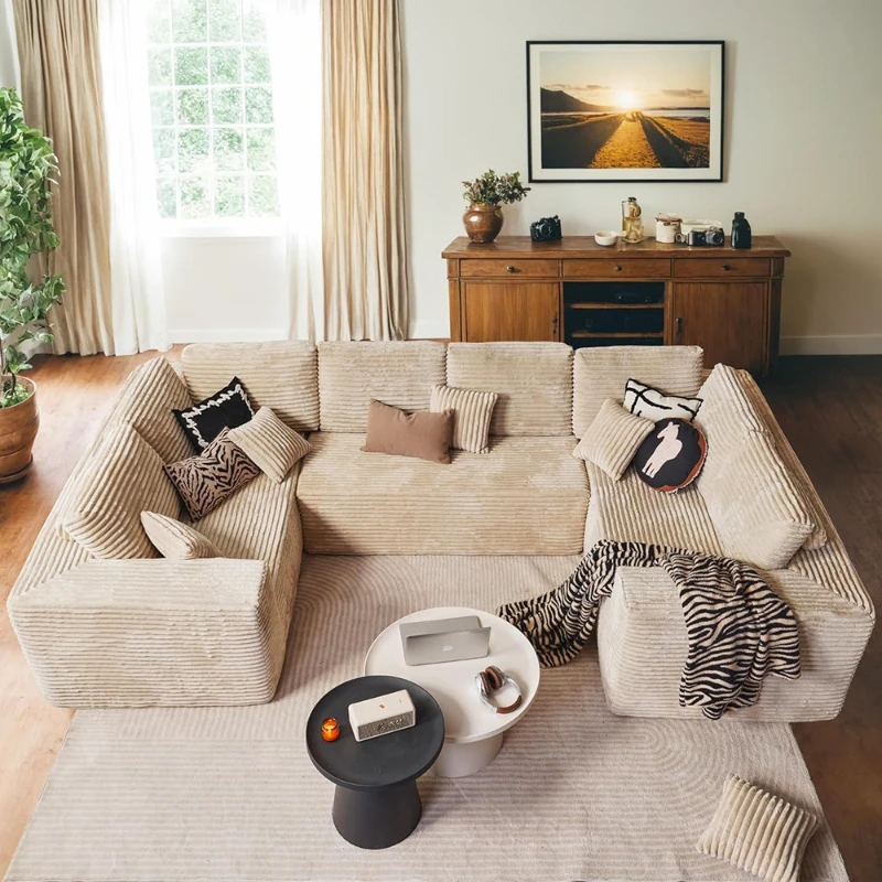 Same model living room furniture armrest U-shaped seat with pillow detachable and washable compressed sponge sofa