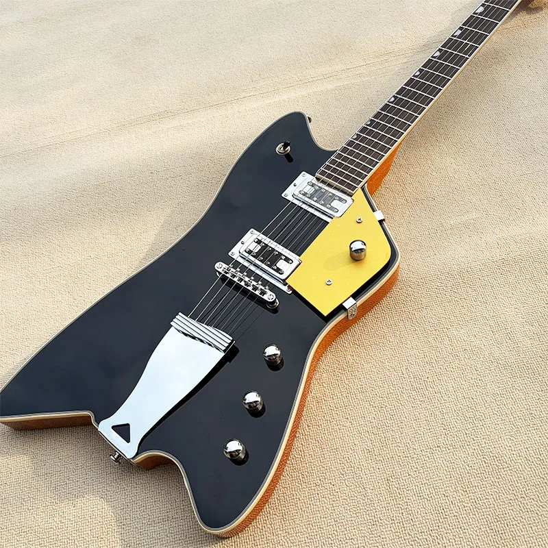 Local Warehouse, Black‑Front‑Yellow‑Back Electric Guitar, 6‑String 22‑Frets, Dual‑Humbucker Pickups, Stainless Steel Frets, Guitar Clearance Sale, Direct Factory Shipment, Free Shipping