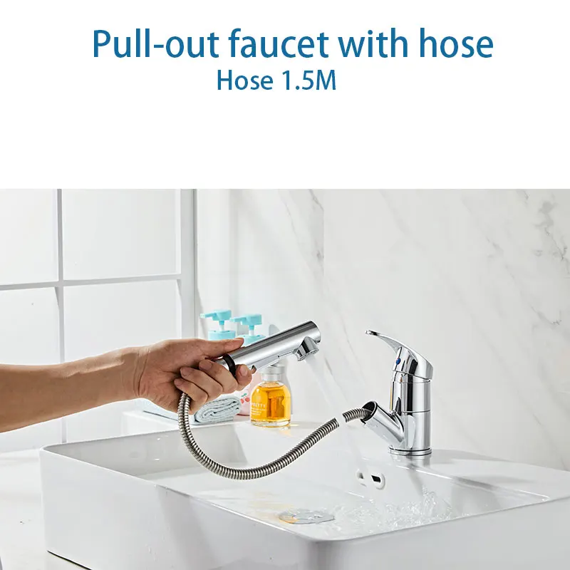 RV Caravan Accessories Stainless Steel Pull Out Pull Pull the tube Faucet Sink Faucet Apply to Bathroom Kitchen Camper